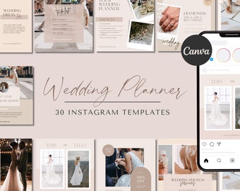 30 Wedding Planner Instagram Templates | Wedding Instagram Post Canva Templates