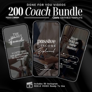 200 Faceless Reels | Instagram Video Reels | Coach Instagram Reels | Social Media Templates | Canva Template |
