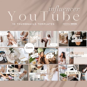 Influencer YouTube Channel Branding Kit | Youtube Thumbnails | Editable Canva Templates