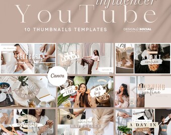 Influencer YouTube Channel Branding Kit | Youtube Thumbnails | Editable Canva Templates