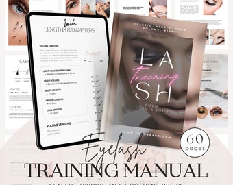 Lash Training Manual | Classic Hybrid Volume Training | Eyelash Training Guide | Lash Tech Template | Canva Template