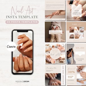 Nail Salon Instagram | Manicure Pedicure Beauty | Nail Care Post Templates | Beauty Canva Template