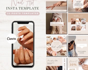 Nail Salon Instagram / Manicura Pedicura Belleza / Plantillas de publicaciones para el cuidado de uñas / Plantilla Canva de belleza