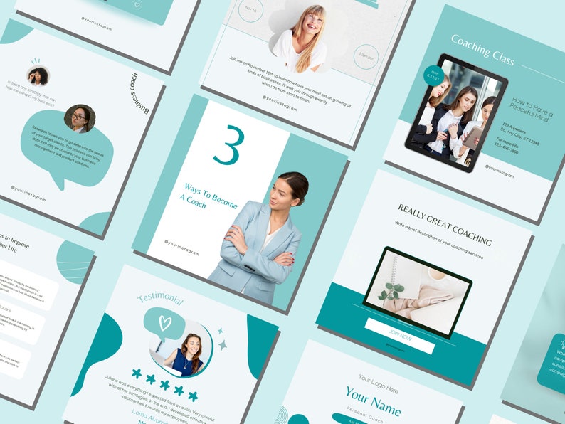 30 Coaching Instagram Post Templates for Canva | Blogger Template| Life ...