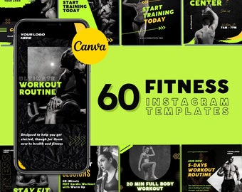 Pack de modèles de remise en forme | 30 modèles de messages de remise en forme | 30 Modèle d'histoire de remise en forme | Modèle Instagram Canva | Modèles d'entraîneur personnel