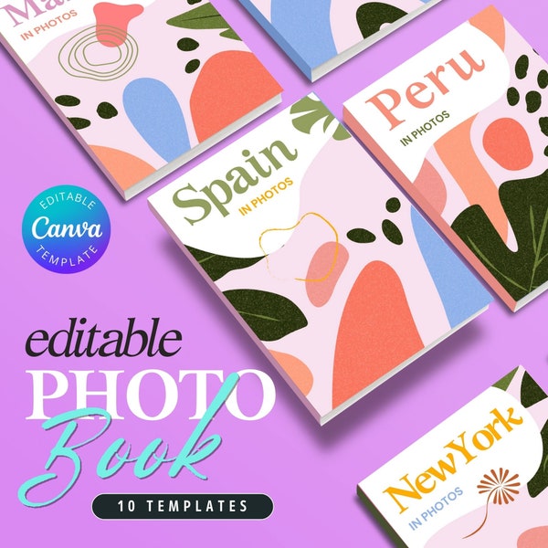 Travel Print Photo Book Template | Coffee Table Book Travel Journal | Canva Template