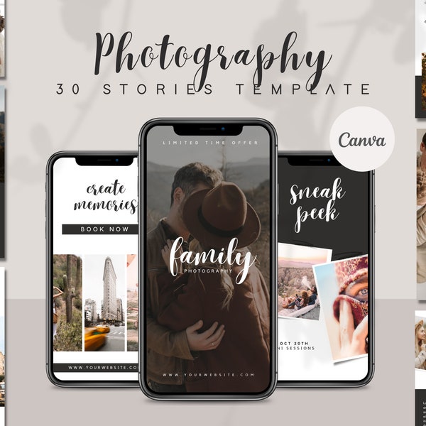 Photographer Instagram Story Templates | Wedding Photography Stories | Social Media Templates Canva Editable