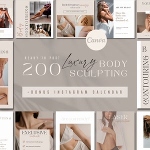 200 Body Contouring Instagram Templates | Esthetician Instagram Templates | Esthetician Social Media | Canva Editable