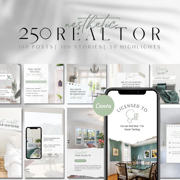 250 Instagram Templates for Real Estate | Realtor Instagram Templates | Realtor Story Covers | Real Estate Highlights | Canva Editable