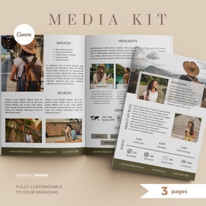 3 Page Traveller Media Kit | Influencer Press Kit | Instagram Media Kit Template| Blogger Media Kit | Canva Template