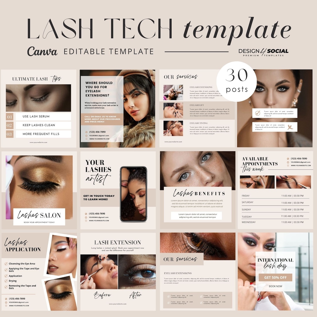 Instagram Lash Post Template | Lash Extension | Lash Tech Social Media ...