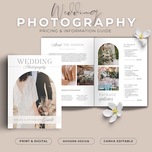 Wedding Photography Pricing List| Wedding Pricing Guide Sheet Template | Wedding  Package | Photographer Price Guide Canva Editable