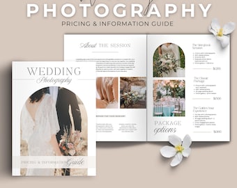 Wedding Photography Pricing List| Wedding Pricing Guide Sheet Template | Wedding  Package | Photographer Price Guide Canva Editable