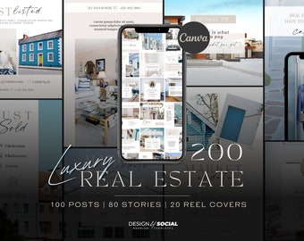 200 Real Estate Instagram Post + Story + Reels Templates for Canva | Luxury Realtor Templates | Instagram Canva Template