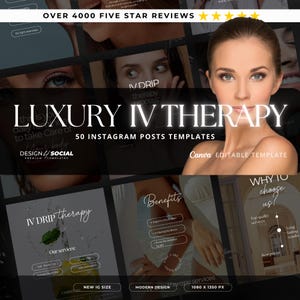 IV Therapy Canva Templates | Editable Social Media Posts for Clinics | IV Drip Instagram Reels | Wellness & Aesthetic Content