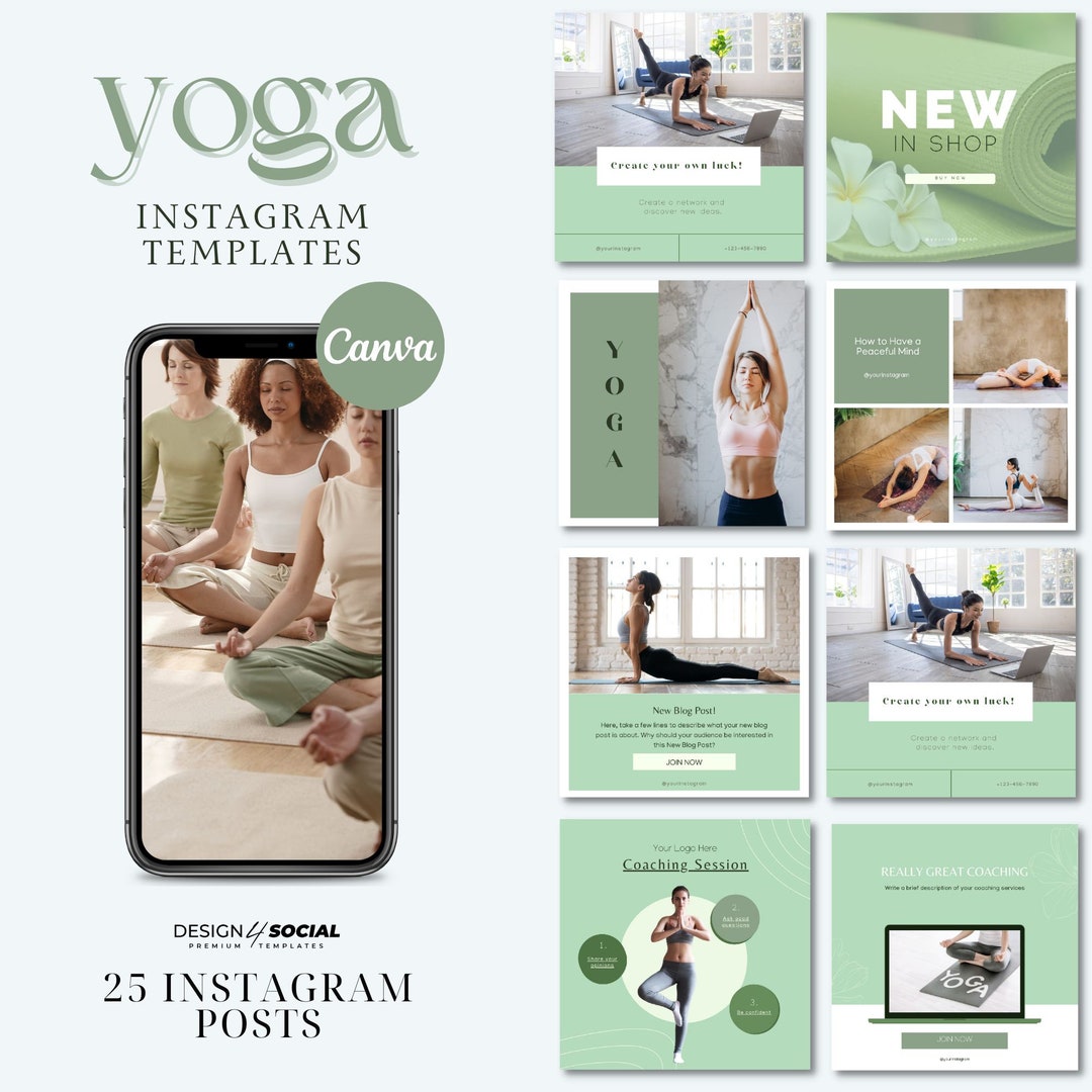 30 Yoga Instagram Templates for Canva | Social Media Templates ...
