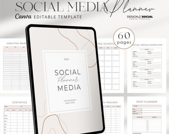Social Media Planner | Business Marketing | Social Media Plan | Instagram Planner Printable | Canva Template