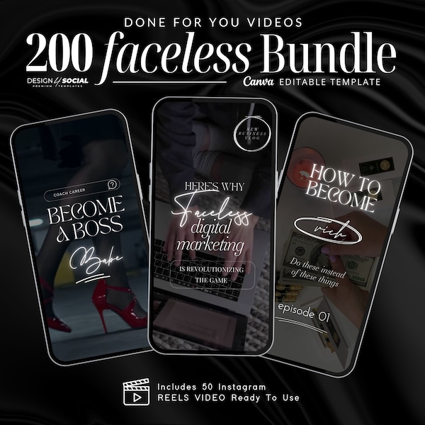 200 rouleaux sans visage | Bobines Instagram Coach | de Bobines de marketing sur les réseaux sociaux | Bobines vidéo | Bobines de toile