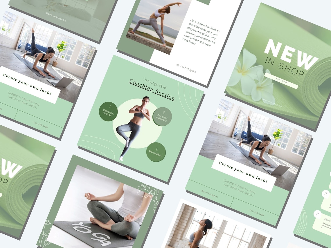 30 Yoga Instagram Templates for Canva | Social Media Templates ...