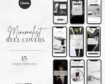 15 Instagram Reel Templates | Minimalist Reel Covers | Reel Cover Template Editable in Canva | Reel Template Cover