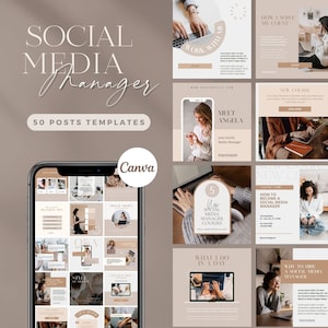 50 Instagram Post Templates | Marketing Templates | Instagram Engagement | Social Media Manager Posts