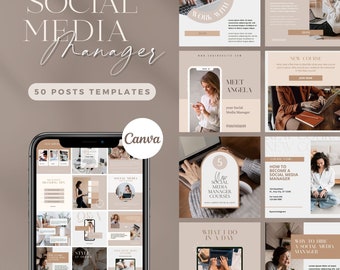 50 Instagram Post Templates | Marketing Templates | Instagram Engagement | Social Media Manager Posts