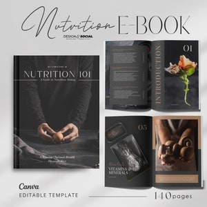 Plantilla de ebook de coach de nutrición de lujo / Formularios de coach de salud / Imán de clientes potenciales / Diario de comidas / Planificador de nutrición / Plantilla de Canva