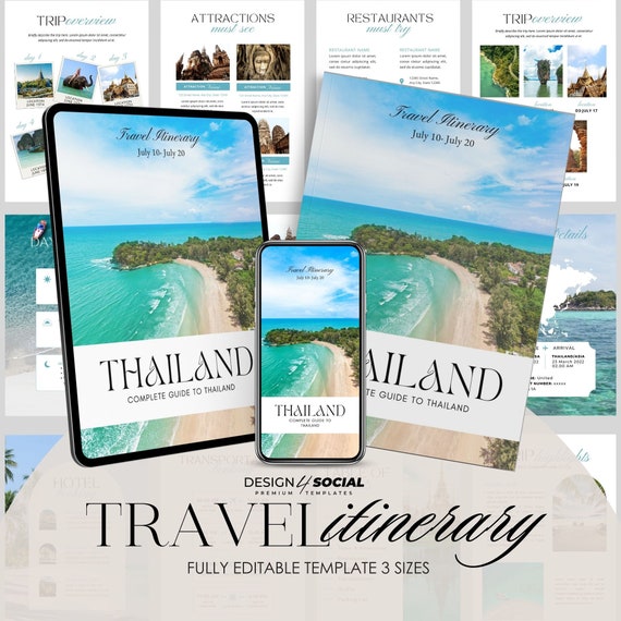 Editable Travel Itinerary Template | Printable Travel Guide | Travel Agent Planner | Trip Itinerary | Holiday Vacation Planner