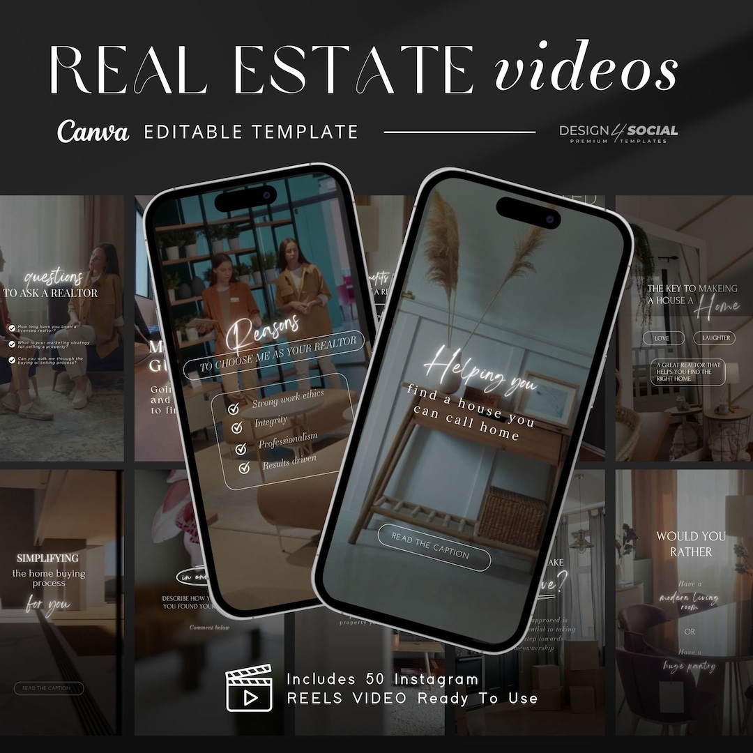 50 Real Estate Instagram Video Reels for Canva | Luxury Realtor ...