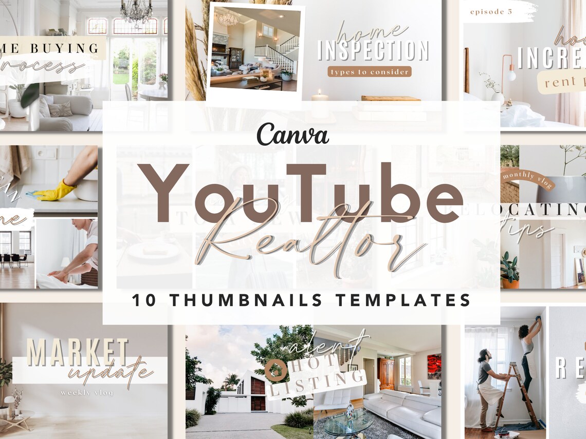 Real Estate Youtube Channel Branding Kit Youtube Thumbnails Etsy