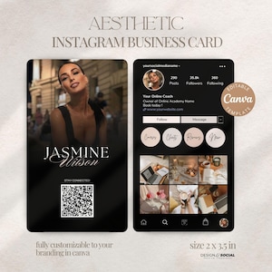 Modèle de carte de visite Instagram | Carte de visite Instagram de créateur de contenu | Carte de visite IG | Carte de visite QR code