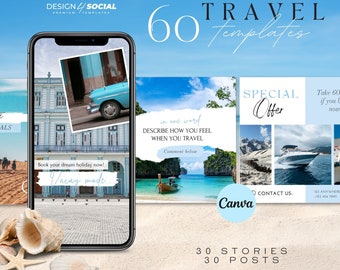 Travel Instagram Templates | Travel Post and Stories | Template Editable in Canva | Social Media Template