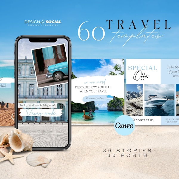 Travel Instagram Templates | Travel Post and Stories | Template Editable in Canva | Social Media Template