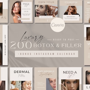 200 Botox and Filler Instagram Templates | Botox Templates | Filler Templates | Beauty Skincare Canva