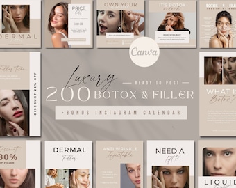 200 Botox and Filler Instagram Templates | Botox Templates | Filler Templates | Beauty Skincare Canva