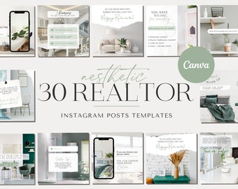 30 Real Estate Instagram Post Templates for Canva | Realtor Template | Instagram Canva Template | Social Media Templates