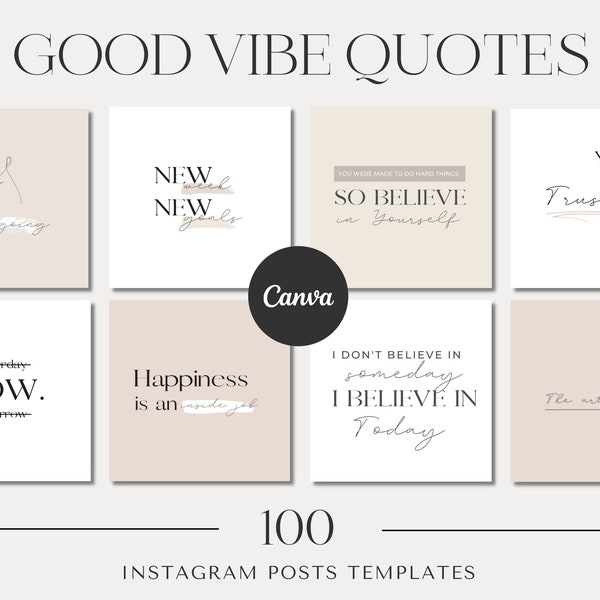 100 Instagram Quotes Template | Editable Quotes Templates | Instagram Post Quotes | Instagram Templates | Canva Editable