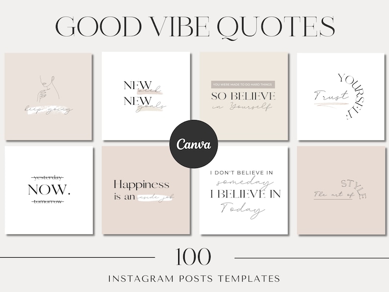 100 Instagram Quotes Template | Editable Quotes Templates | Instagram Post Quotes | Instagram Templates | Canva Editable 