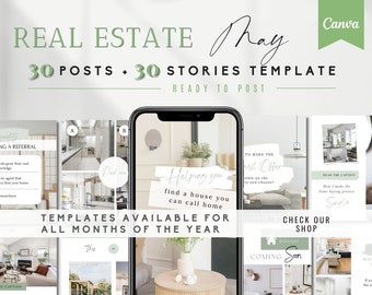 May - Real Estate Instagram Templates - Post + Story | May Realtor Templates | Instagram Canva Template
