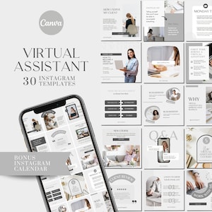 Virtual Assistant Instagram Post Template | Instagram Virtual Assistant | Social Media Templates
