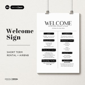 Znak powitalny Airbnb | Szablony Airbnb | Szablon zasad domowych | Canva Edytowalny