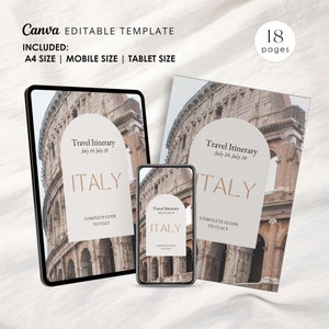 Travel Itinerary Template | Travel Planner | Printable Travel Guide | Digital Template Download ...