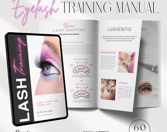 Lash Training Manual | Classic Hybrid Volume Training | Eyelash Training Guide | Lash Tech Template | Canva Template