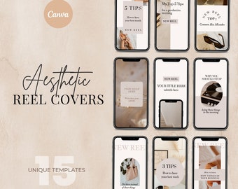 15 Instagram Reel Templates | Aesthetic Reel Covers | Reel Cover Template Editable in Canva | Reel Template Cover