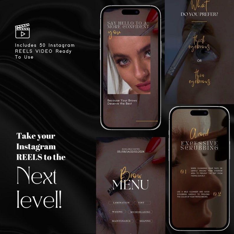 50 Brow Tech Video Instagram Templates | Brow Lamination Canva Template ...