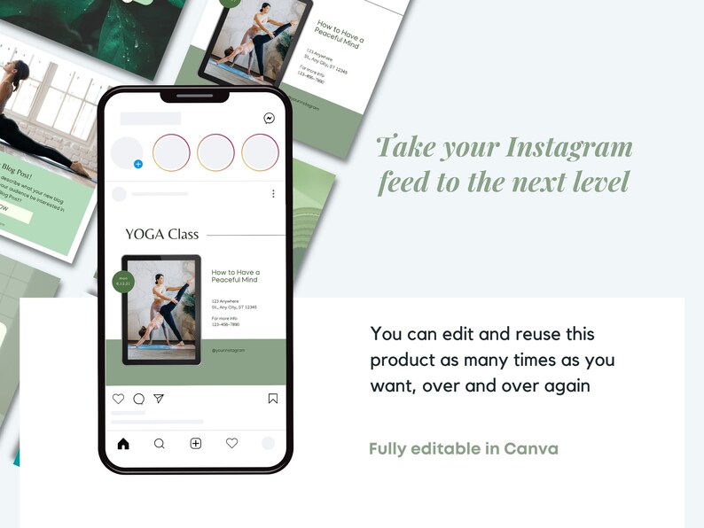 30 Yoga Instagram Templates for Canva | Social Media Templates ...