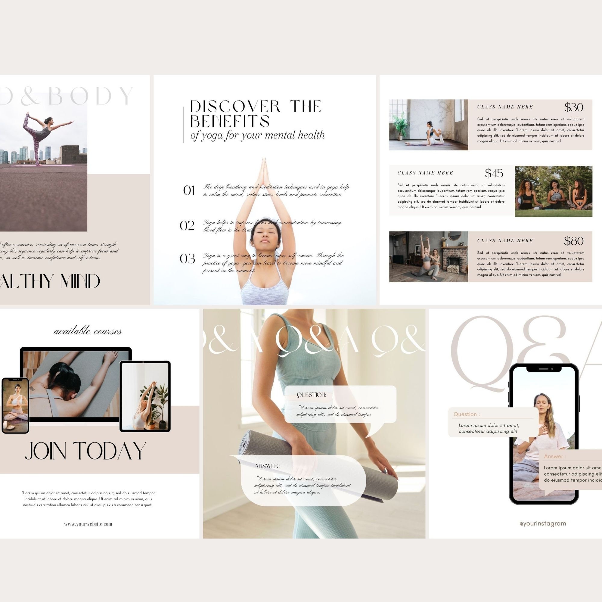 Instagram Yoga Posts Templates | Yoga Social Media Posts | Canva ...