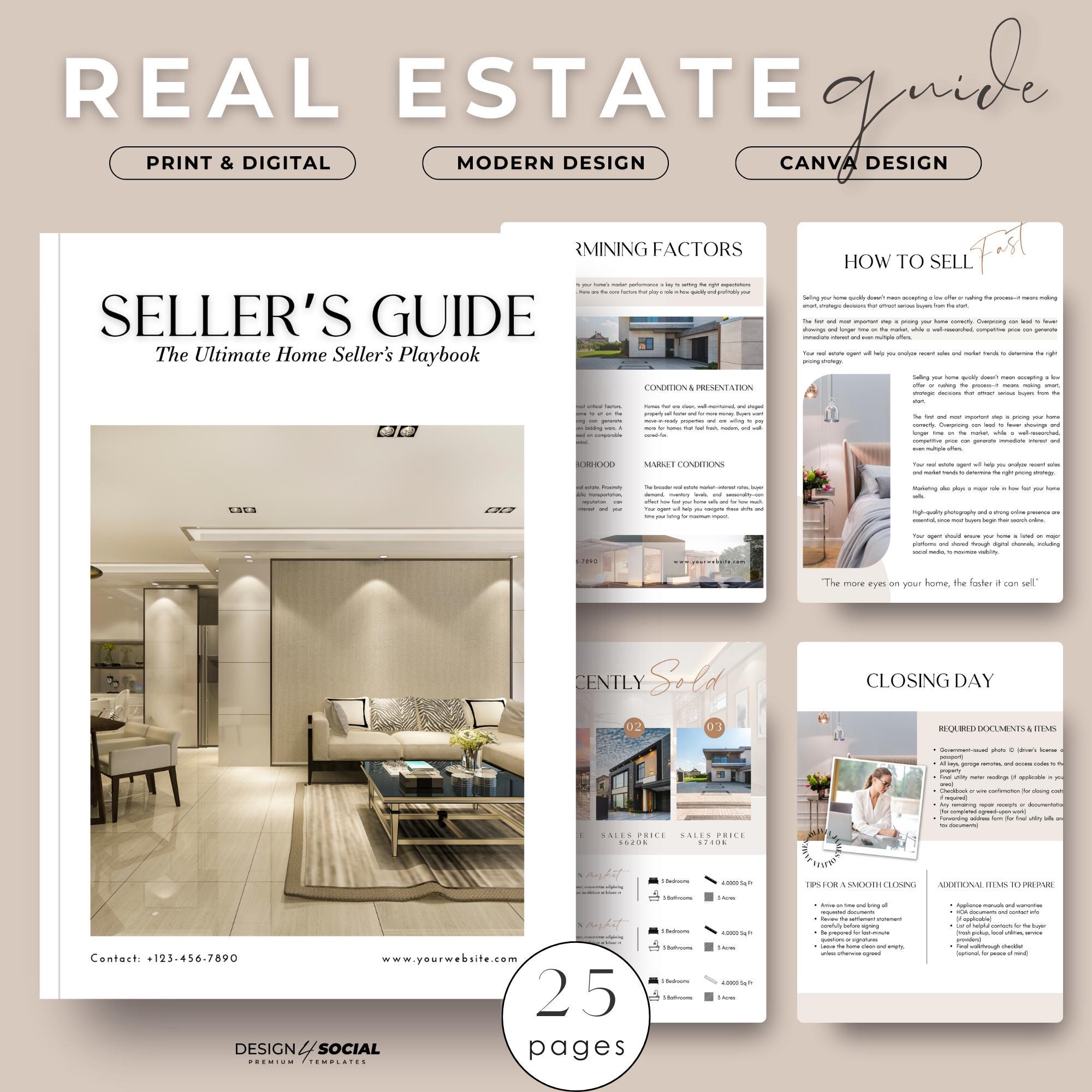 Seller Setting Page Example 25 Page Real Estate Seller Guide Canva Template – Editable Listing ...