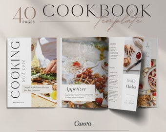 Cookbook Template | Recipe Book Template | Canva Templates | Cook Book Template | Recipe Template