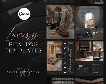 50 Real Estate Instagram Post Templates for Canva | Luxury Realtor Templates | Instagram Canva Template | Social Media Templates